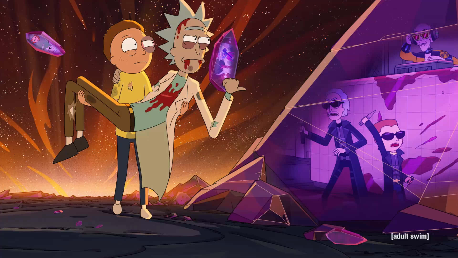 Rick And Morty Adventure In Dimension C-137 Background