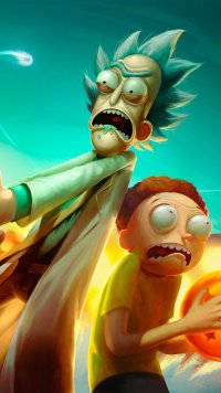 Rick And Morty Battling Enemies Iphone