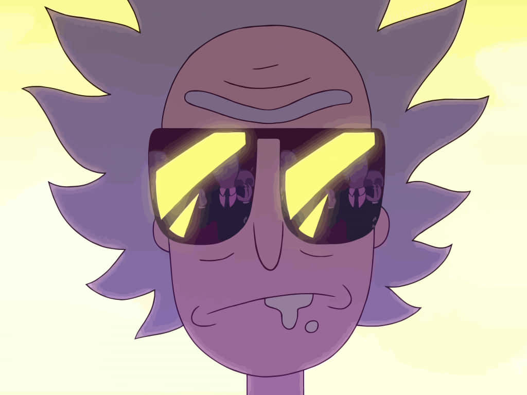 Rick And Morty Fan Art With Reflective Sunglasses Background