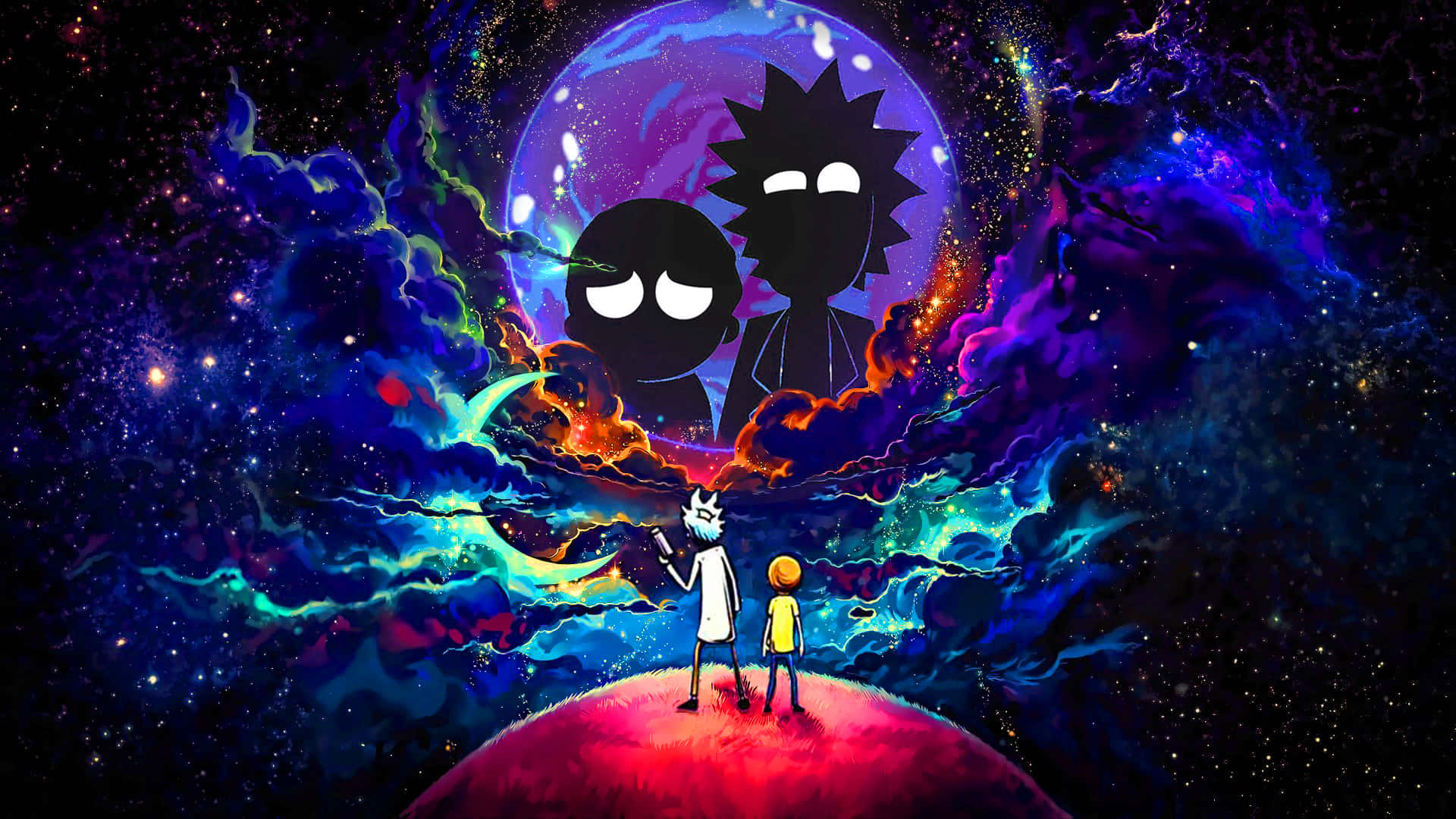 Rick And Morty Galaxy Cloud Art Laptop Background