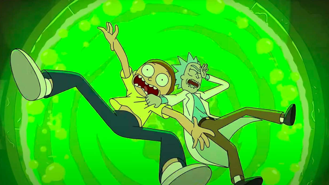 Rick And Morty Going Inside Portal Laptop Background