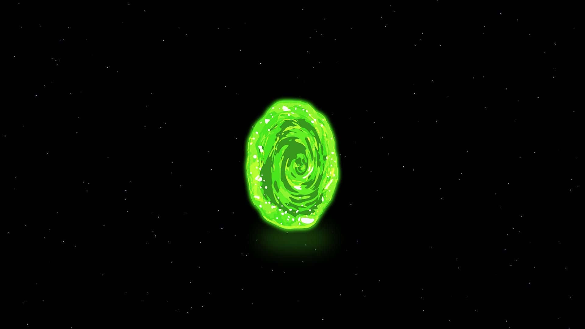 Rick And Morty Green Spiral Portal Background