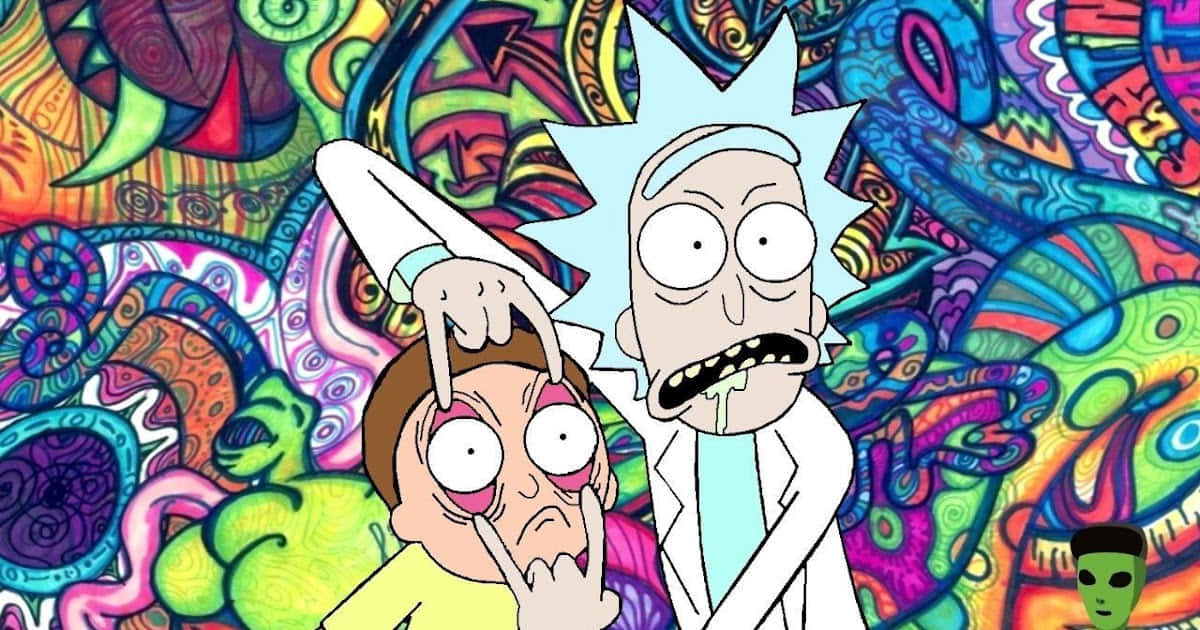 Rick And Morty In A Psychedelic Background Background
