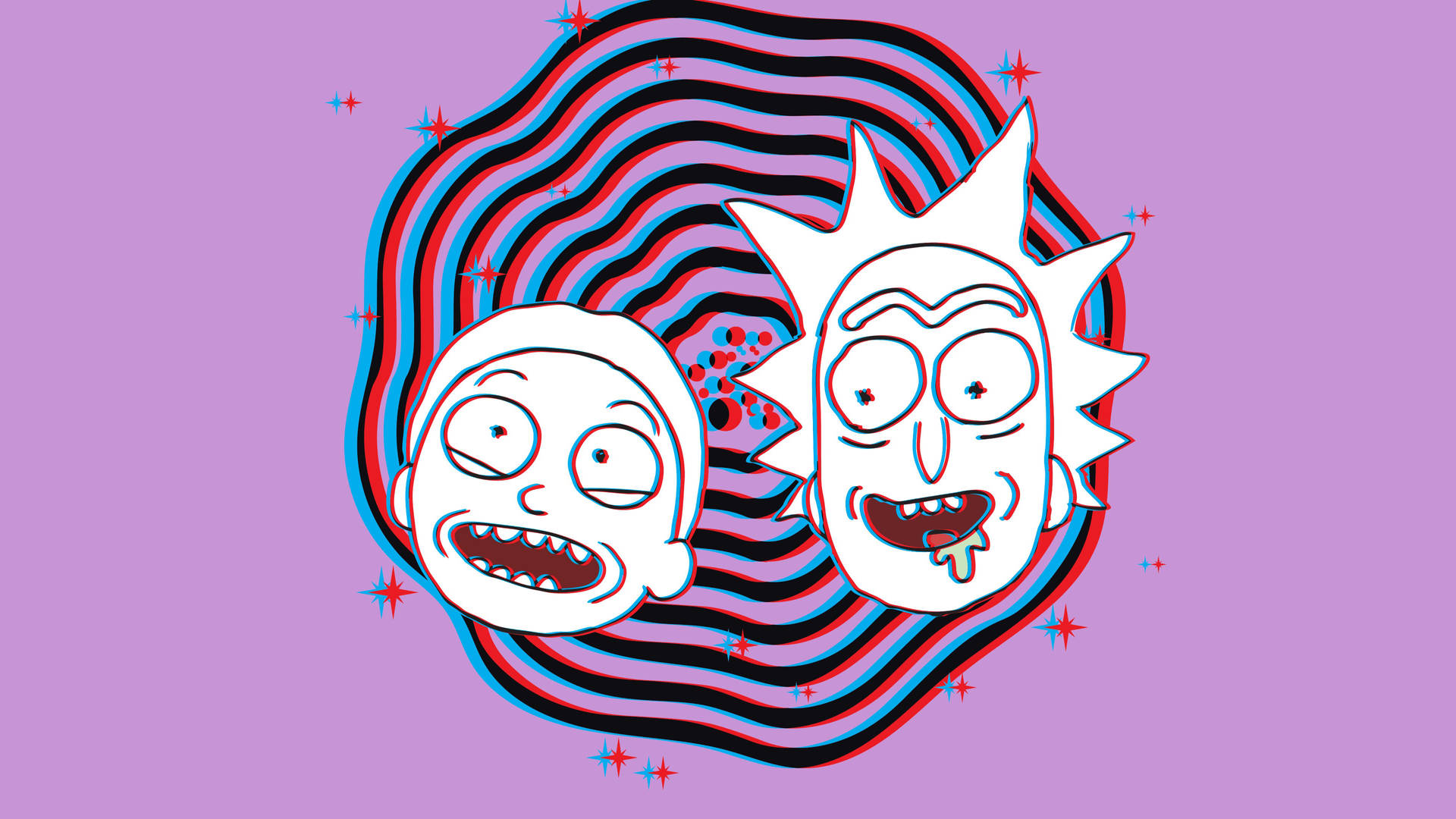 Rick And Morty In A Purple Circle Background