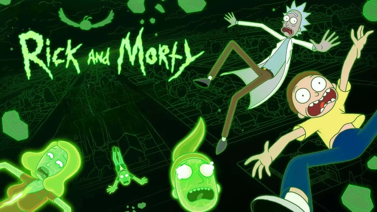 Rick And Morty Macbook Neon Green Background