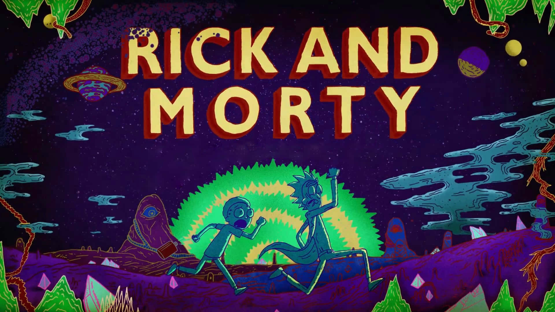 Rick And Morty Macbook Running Scary Space Background