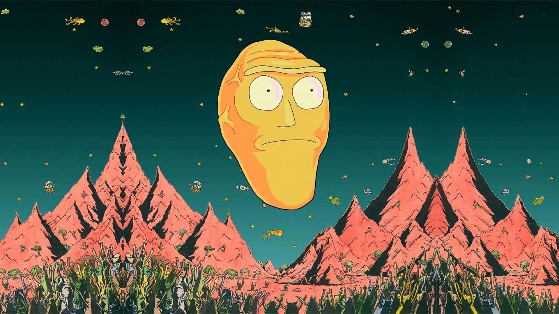 Rick And Morty Moon Face Laptop Background