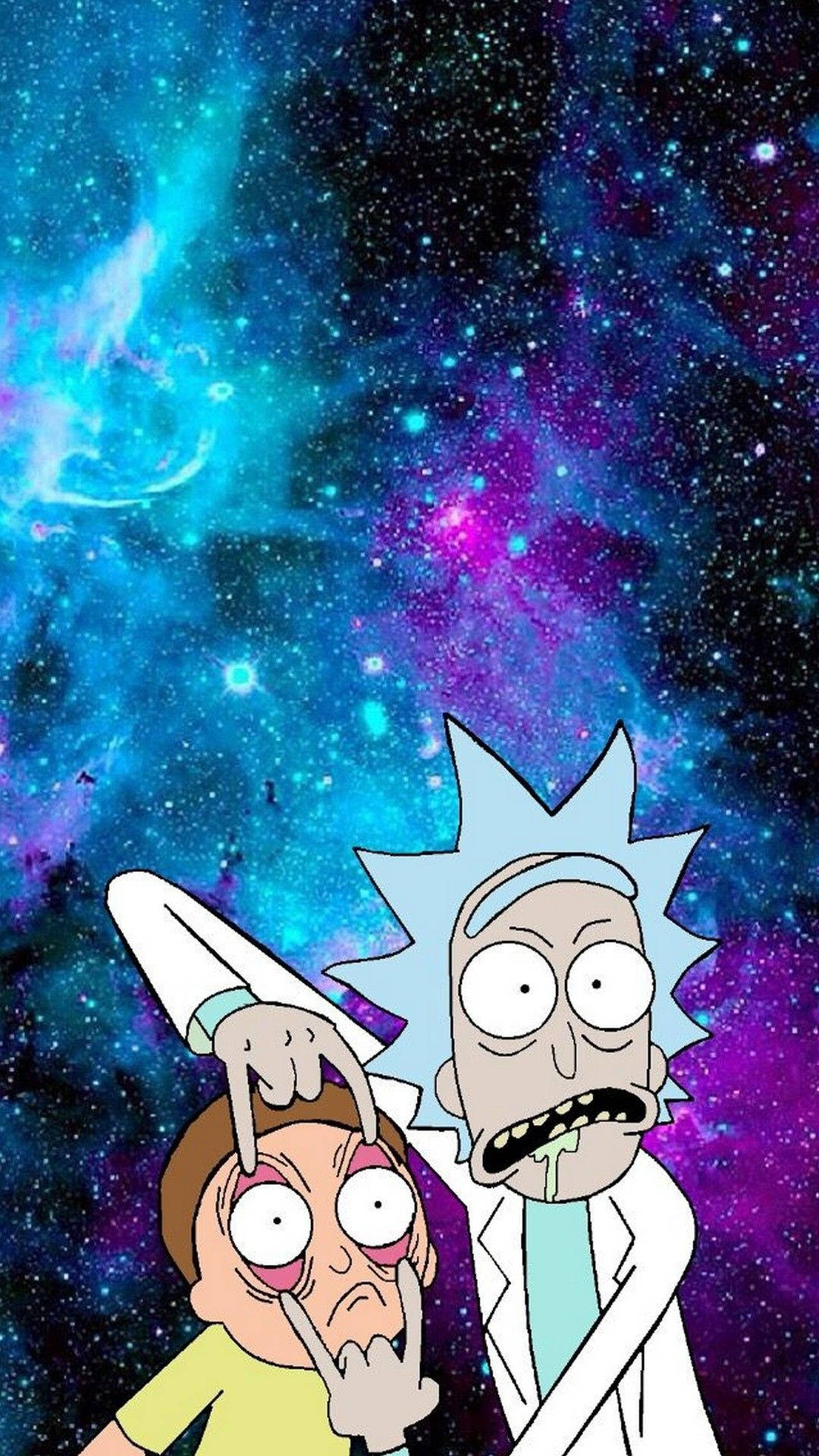 Rick And Morty Phone Purple Galaxy Background