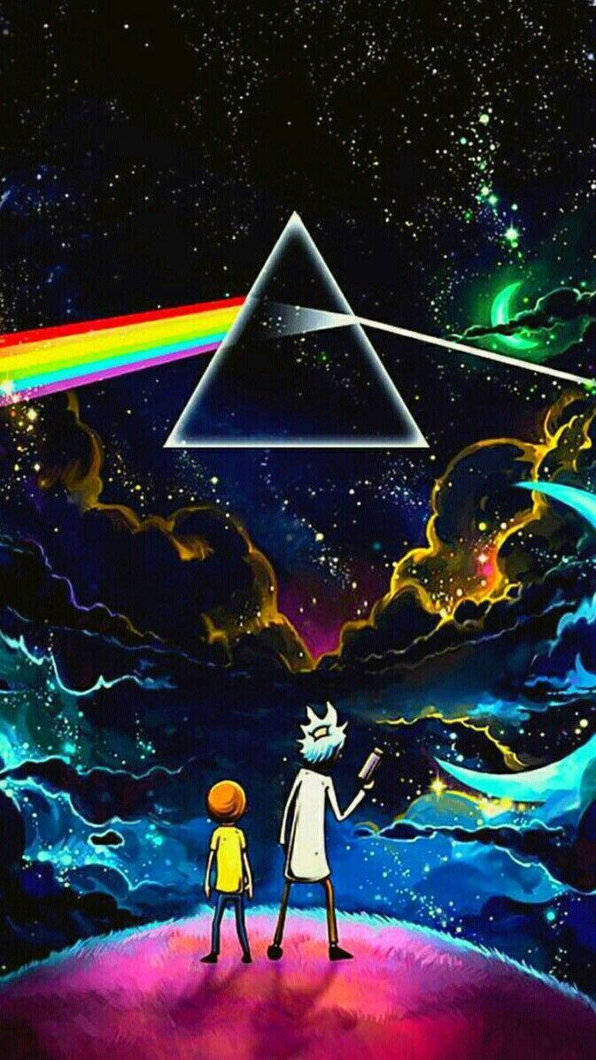Rick And Morty Pink Floyd Trippy Aesthetic Background