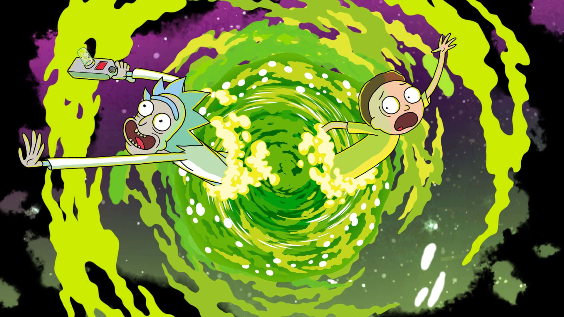 Rick And Morty Portal Green Swirl Art Background