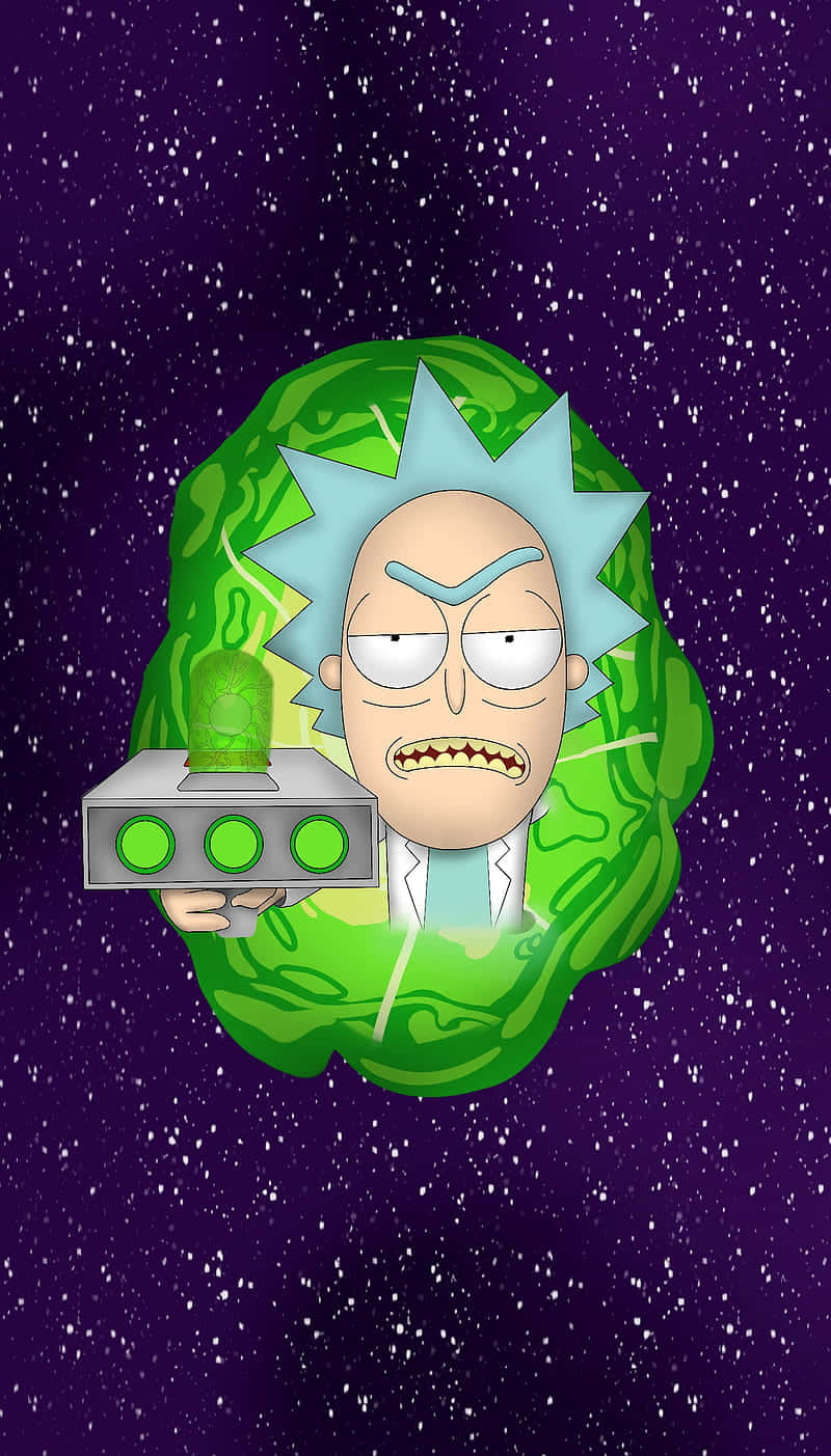 Rick And Morty Step Through A Portal Into A New Adventure Background