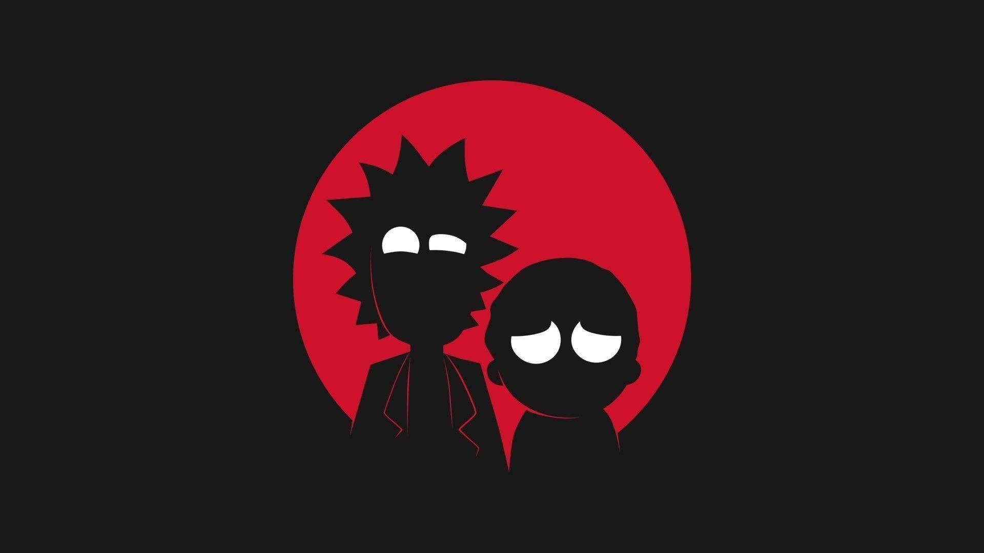 Rick And Morty Stoner Silhouette On Red Circle Background