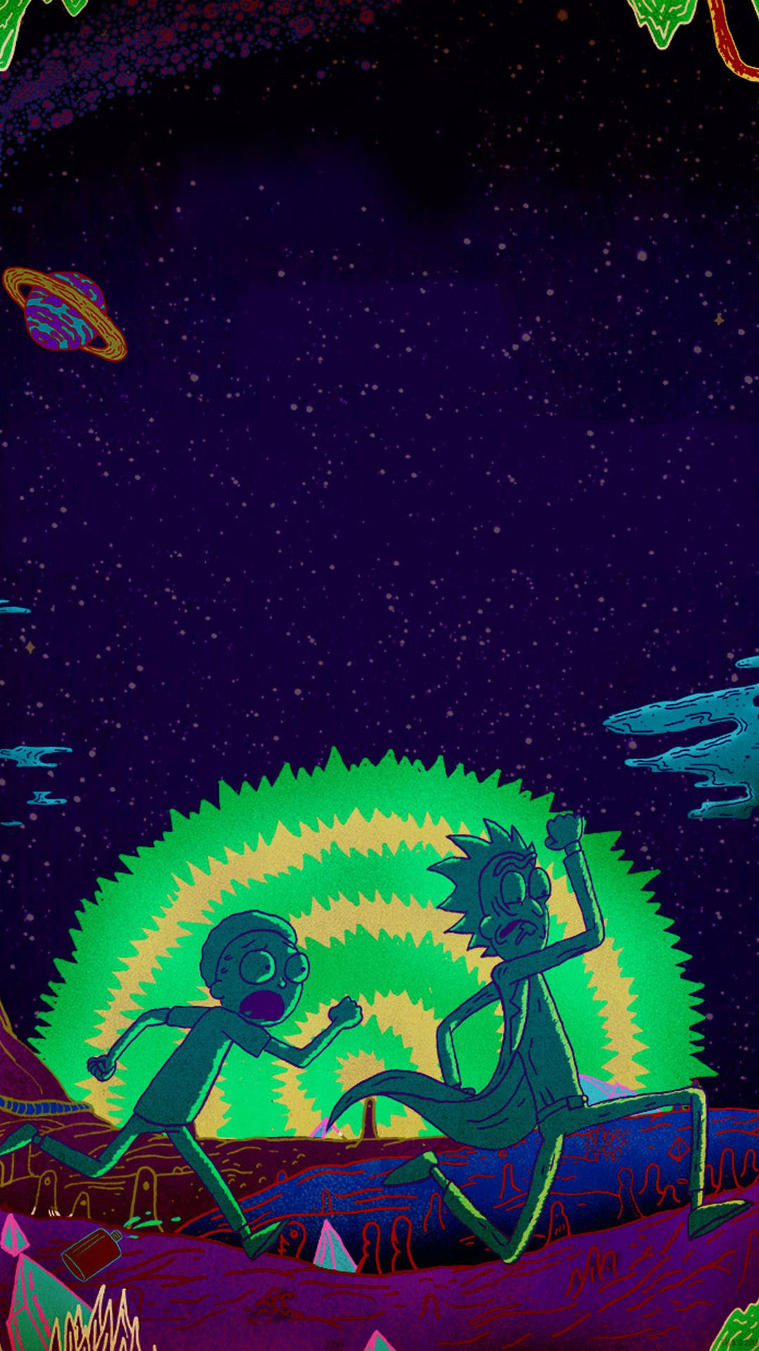 Rick And Morty Stoner Traveling To Dimensions Background