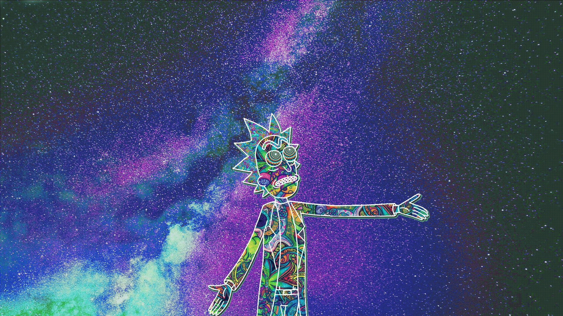 Rick And Morty Trippy Line Art Background