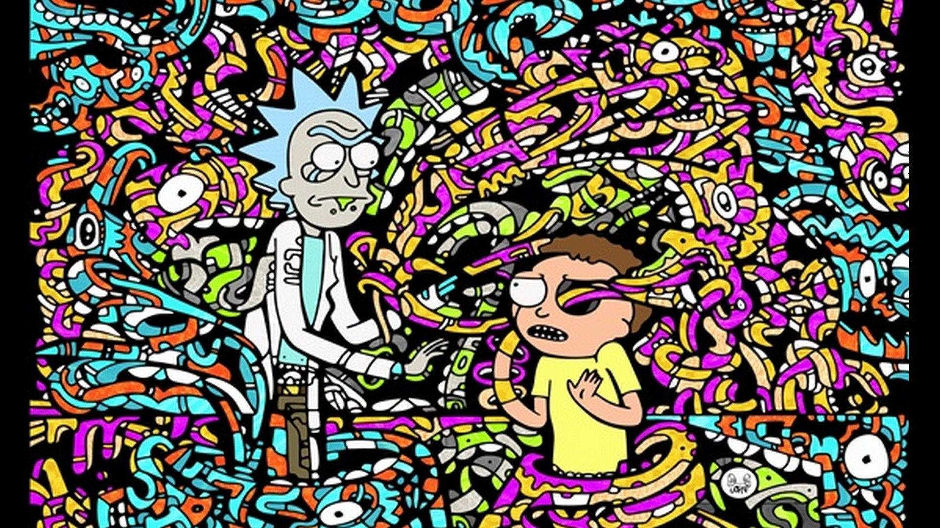 Rick And Morty Trippy Snakes Background