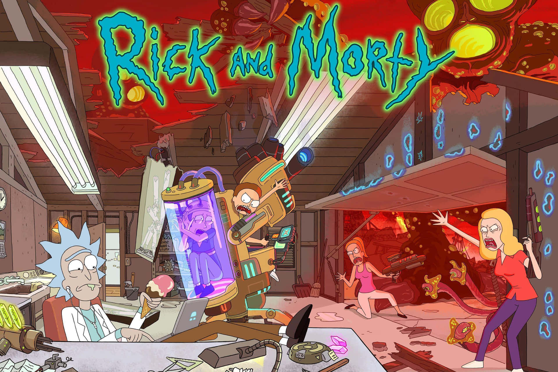Rick And Morty War Backwoods Background