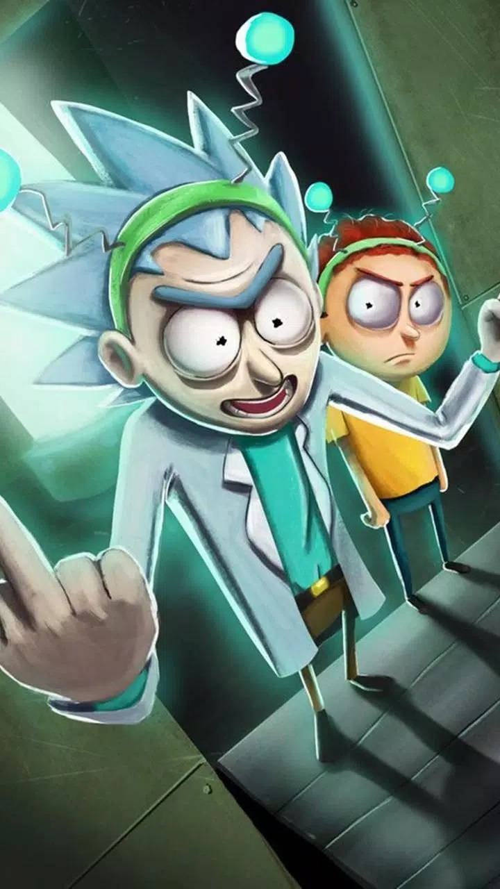 Rick And Morty Wearing Headband Tablet Background