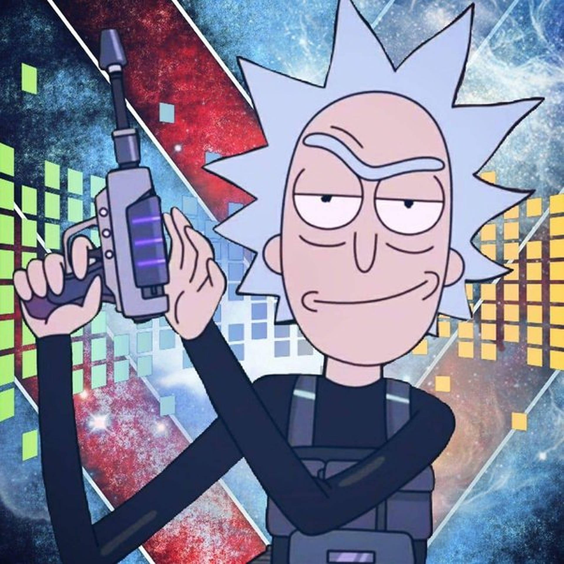 Rick From Rick And Morty In Vibrant Colors Background
