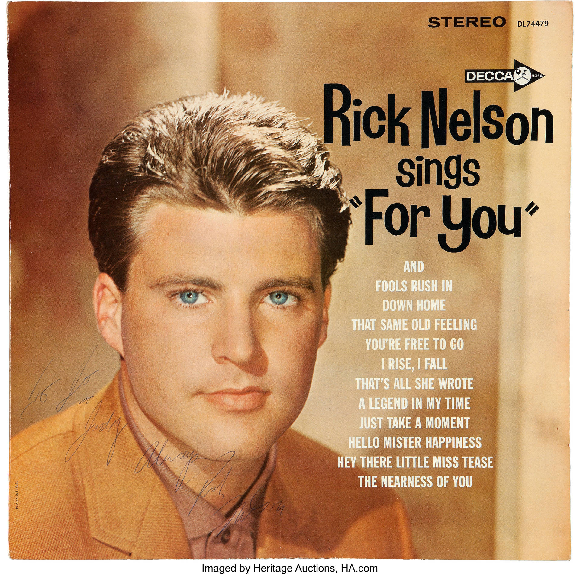 Rick Nelson Sings For You Vinyl Cover Background