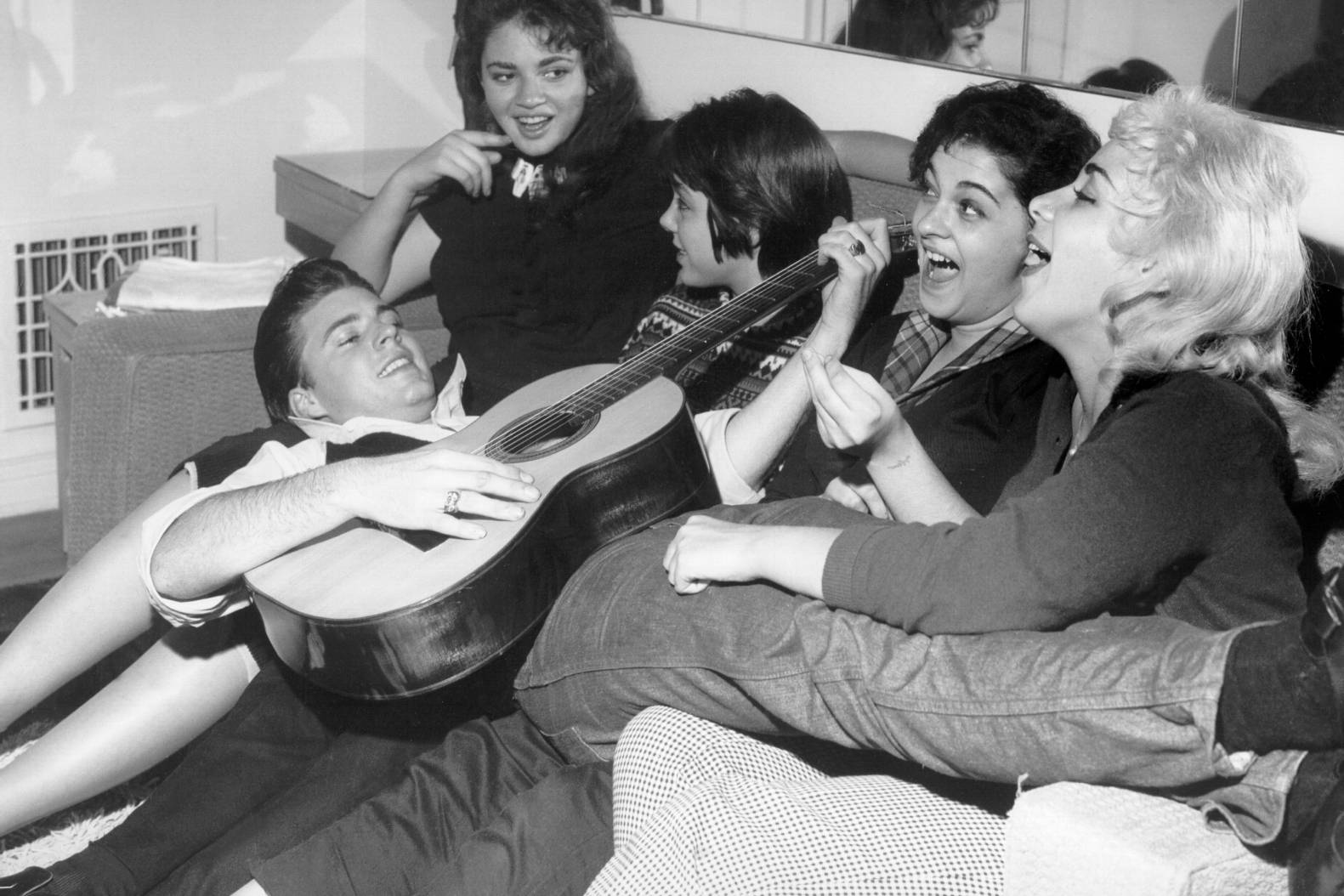 Rick Nelson With Four Female Fans, Circa 1958