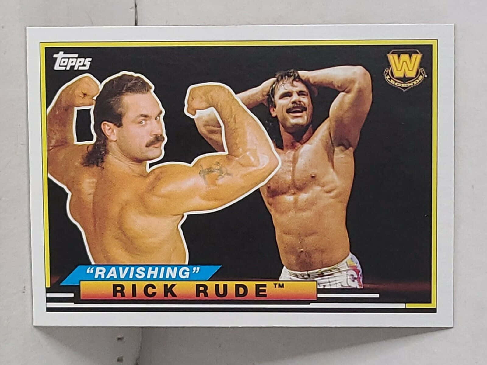 Rick Rude Wwe Vintage Photo Card Background