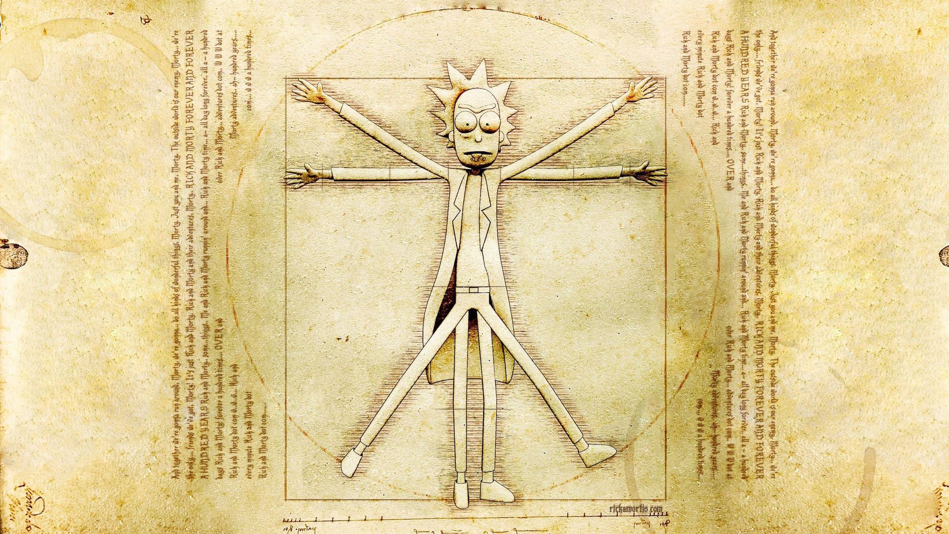 Rick Sanchez As The Vitruvian Man Background