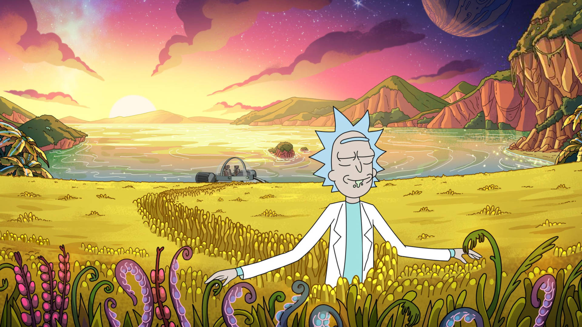 Rick Sanchez Feeling The Grass Background