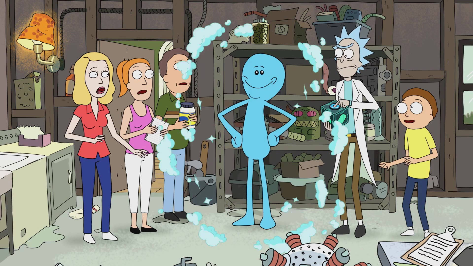 Rick Sanchez With Mr Meeseeks Background