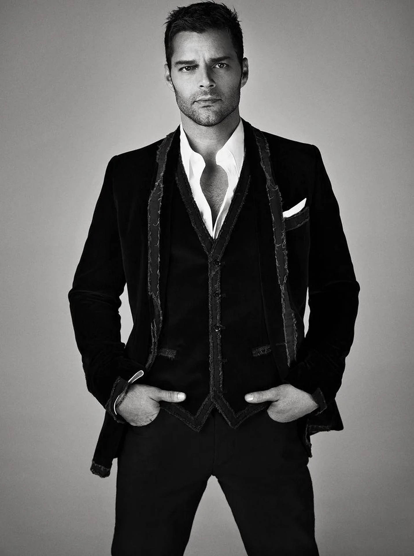 Ricky Martin Black Suit Background