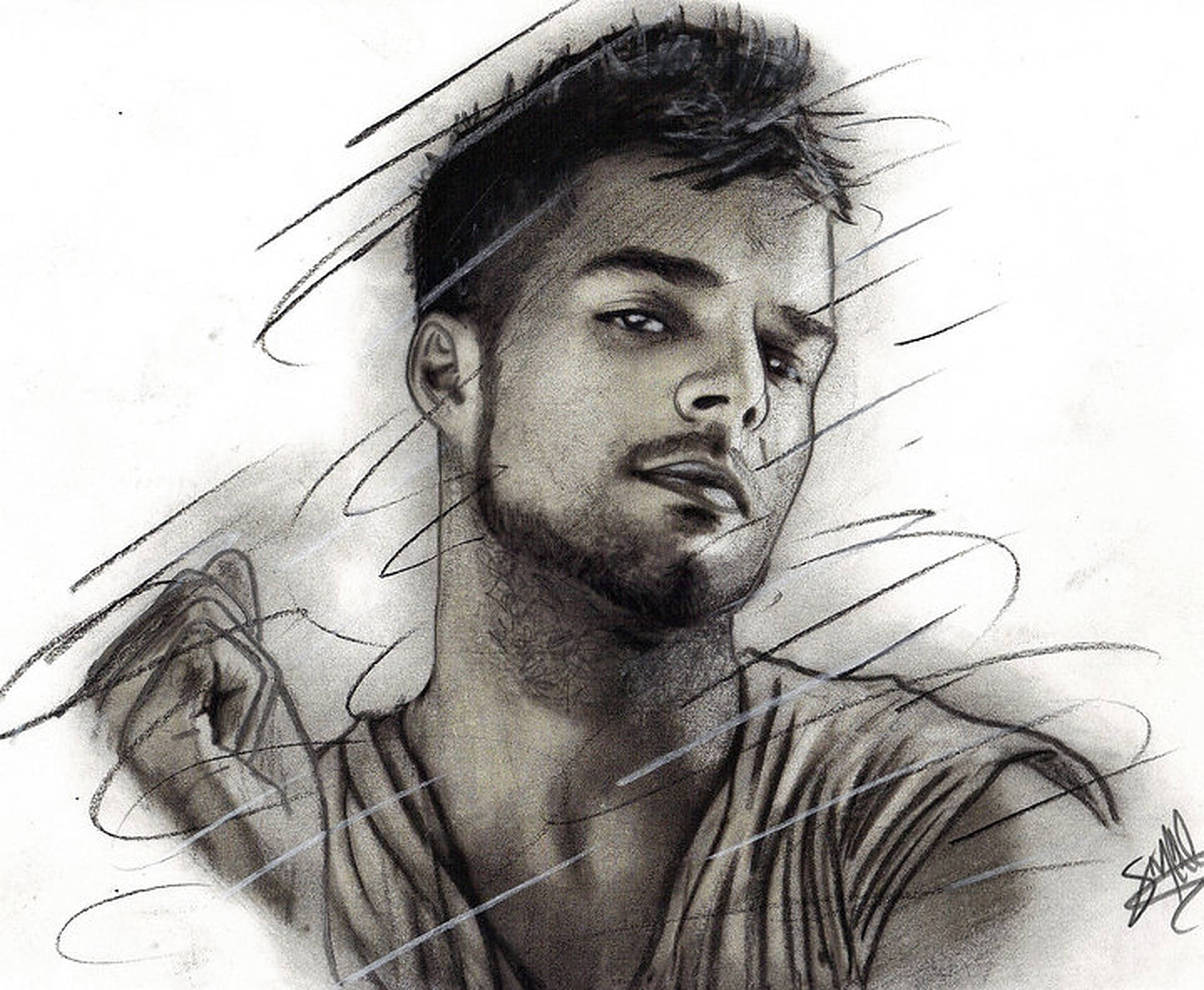 Ricky Martin Digital Art Sketch Background