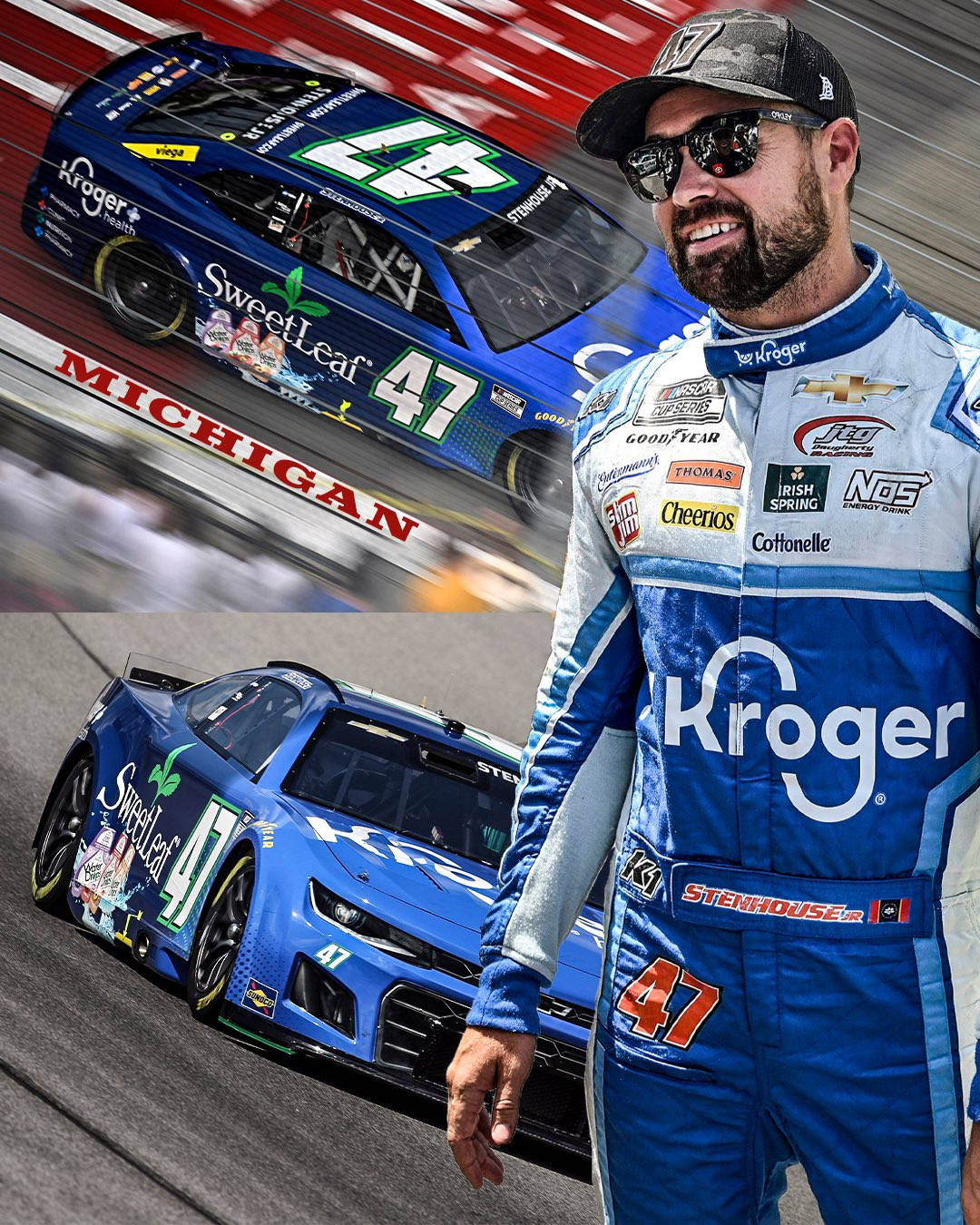 Ricky Stenhouse Jr. With Cars Background