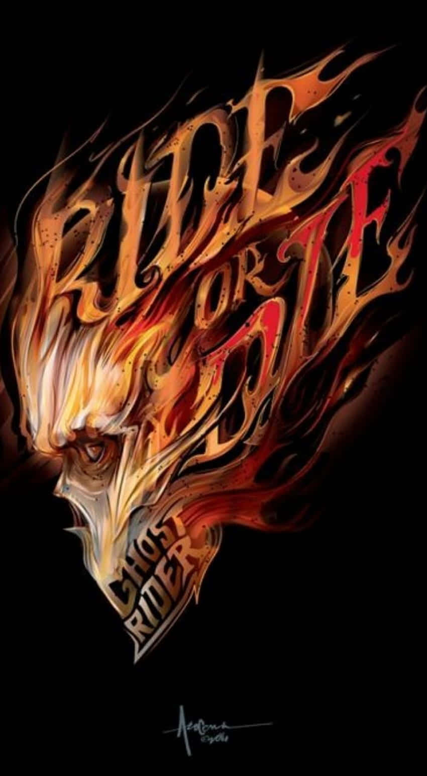 Ride Or Die Skull Flame Art