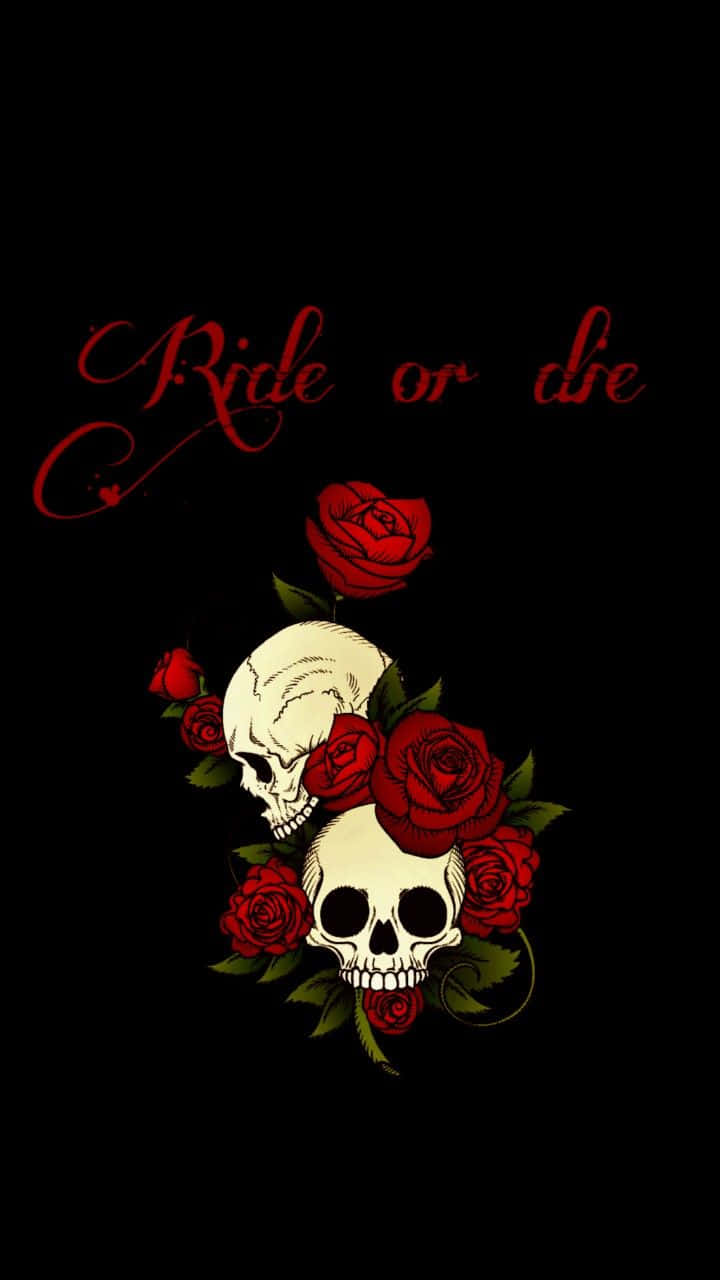 Ride Or Die Skull Rose Black Art