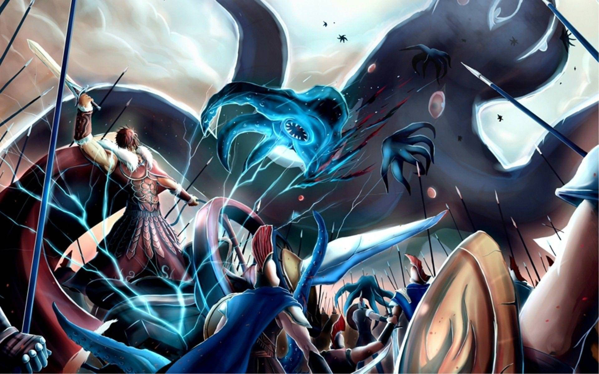 Rider From Fate Zero Fighting Monsters