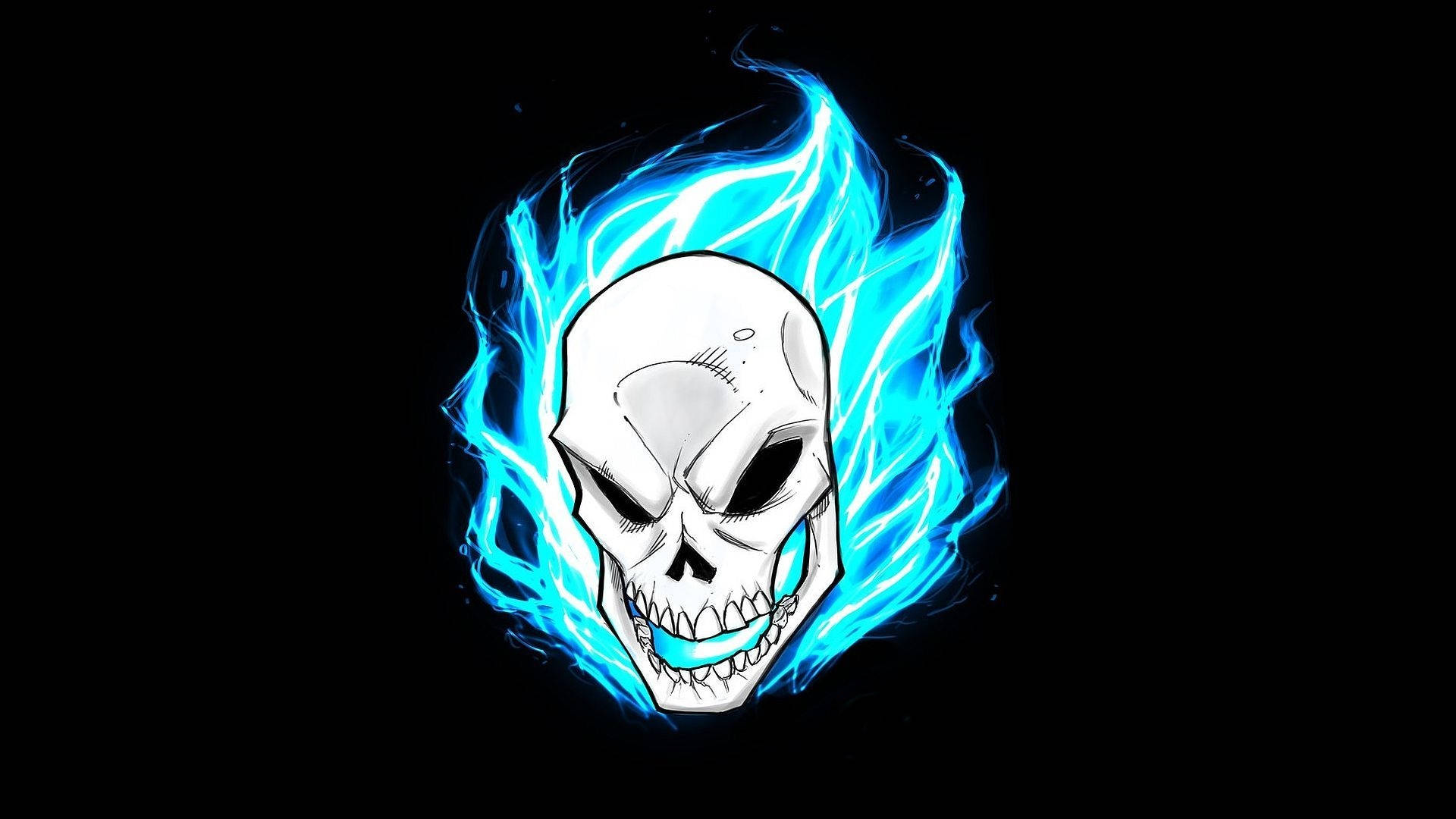 Rider Ghost Aesthetic Blue Flame Background