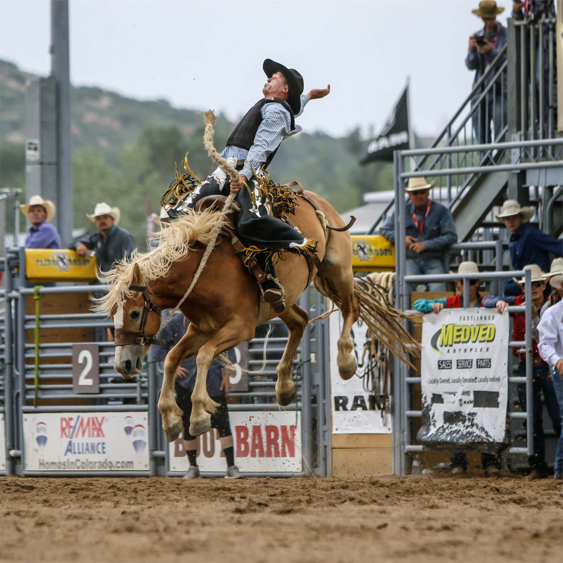 Rider In Team Roping Background