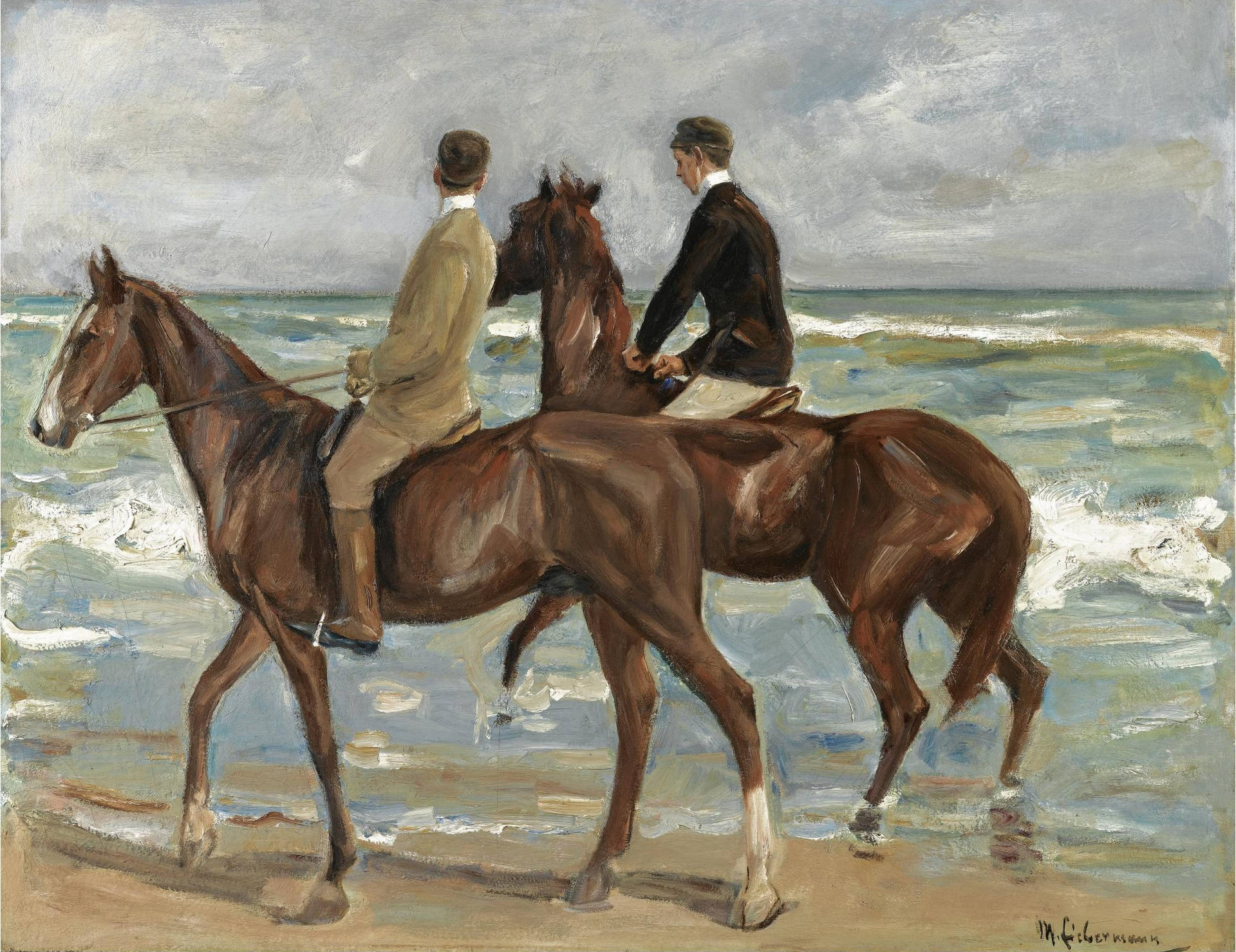 Riders On Beach Impressionist Art Background