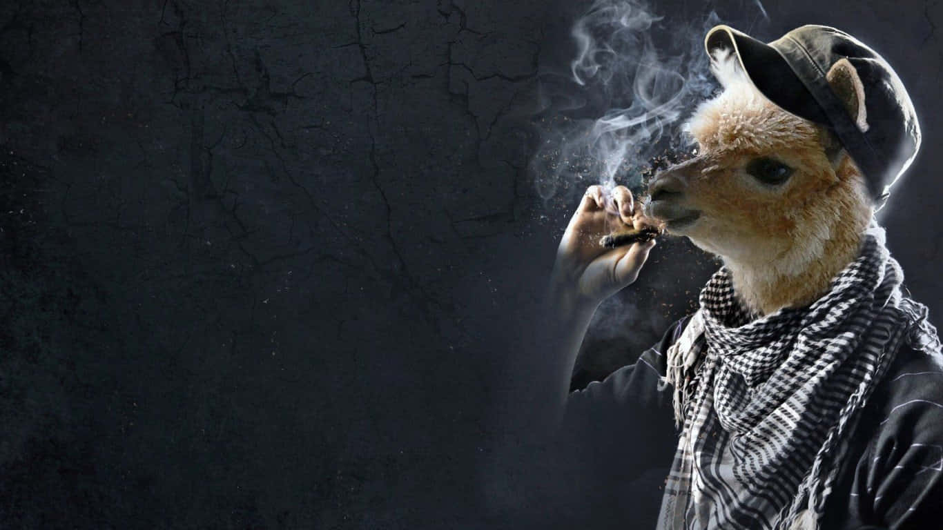Ridiculous Smoking Llama Background