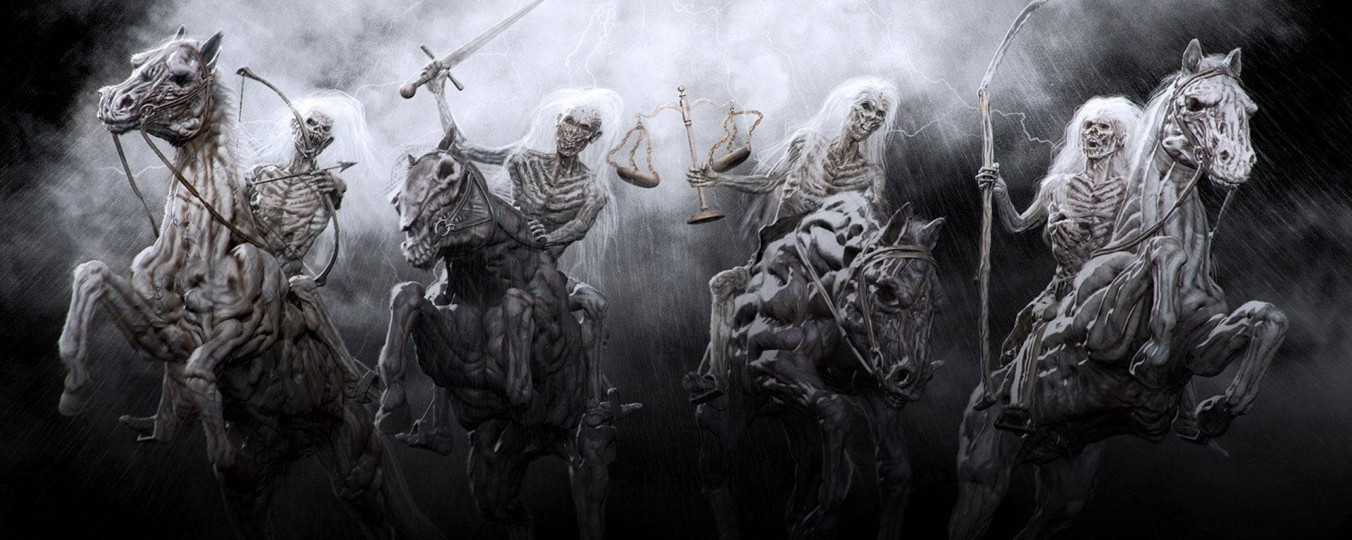 Riding Horses Skeleton Desktop Background