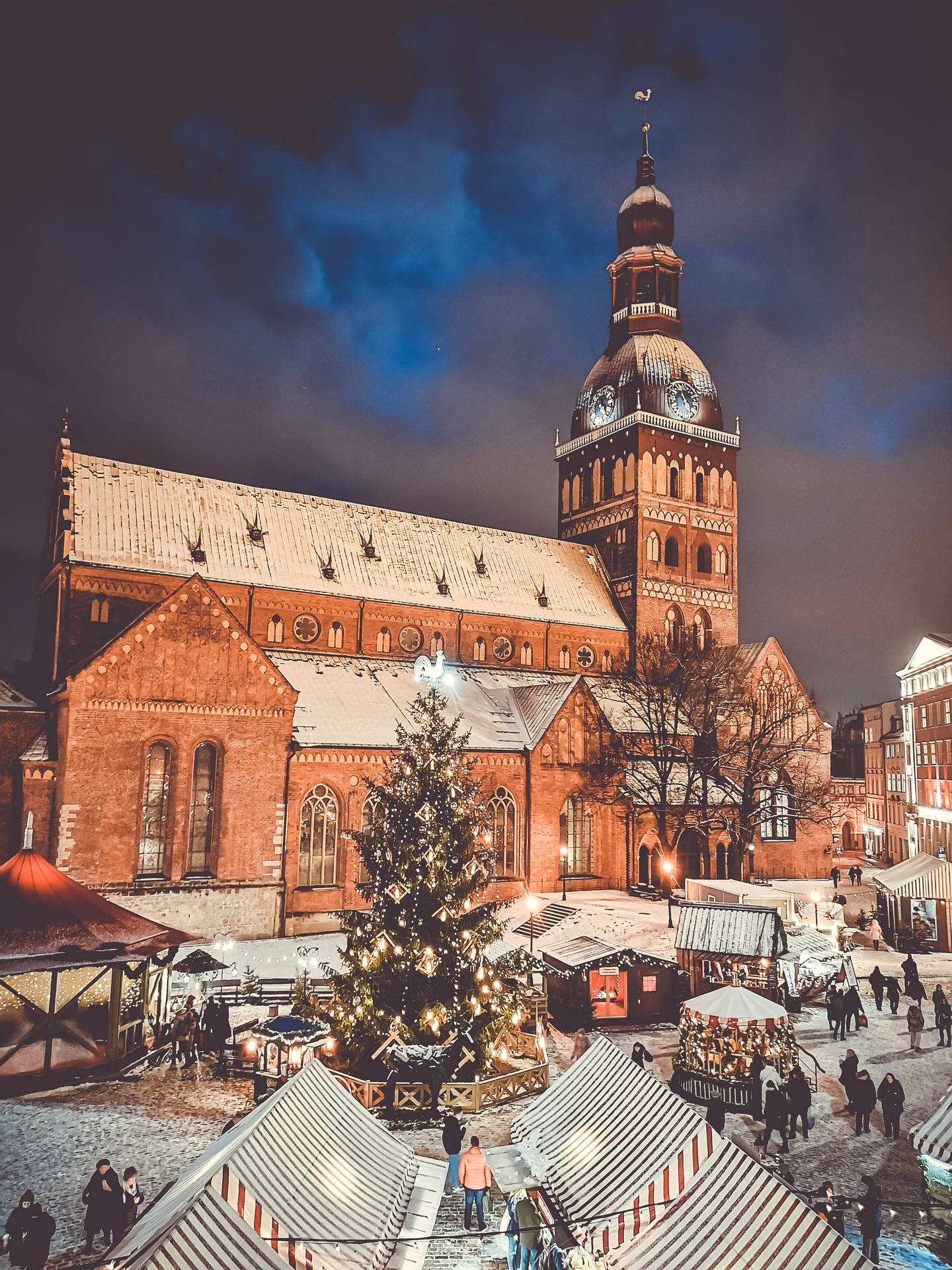 Riga's St. Peter Church During Winter Background