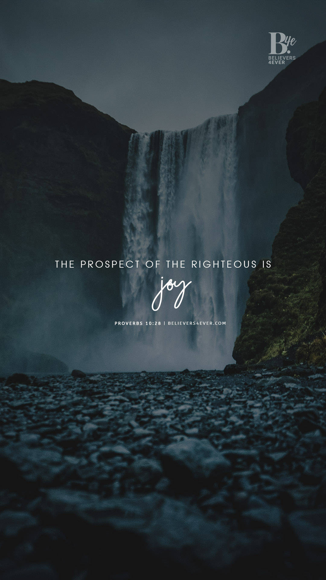 Righteous Joy Waterfall Inspiration Proverbs1028 Background