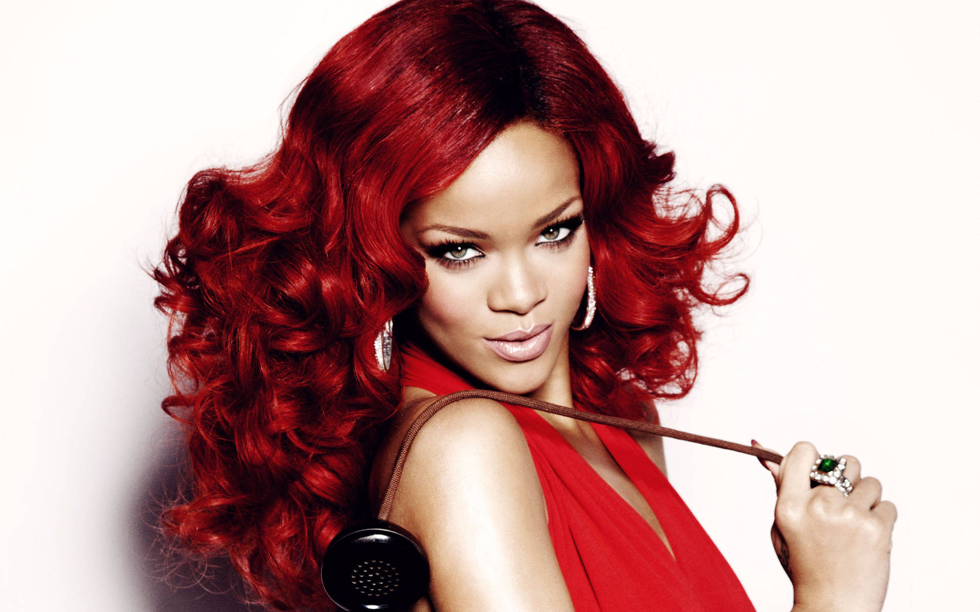 Rihanna Hd Red Hair Red Dress Background