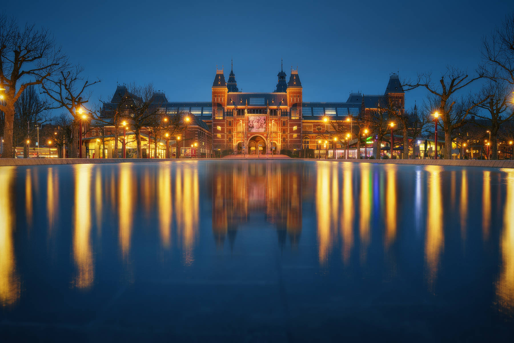 Rijksmuseum With Golden Lights Background