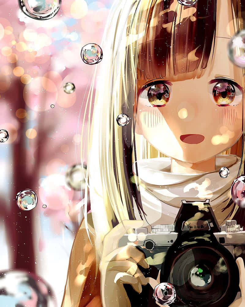 Rikka Takarada Holding Camera With Bubble Anime