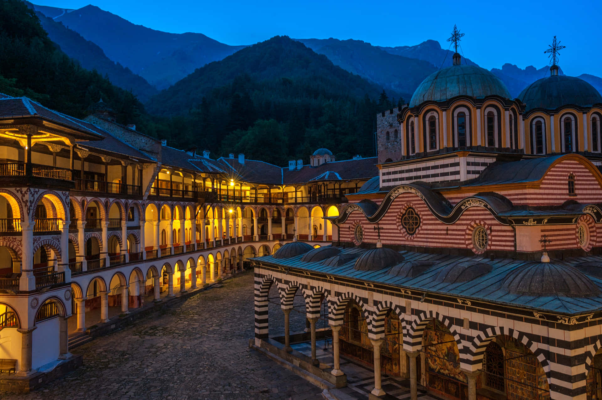 Rila Monastery At Night Blue Aesthetic