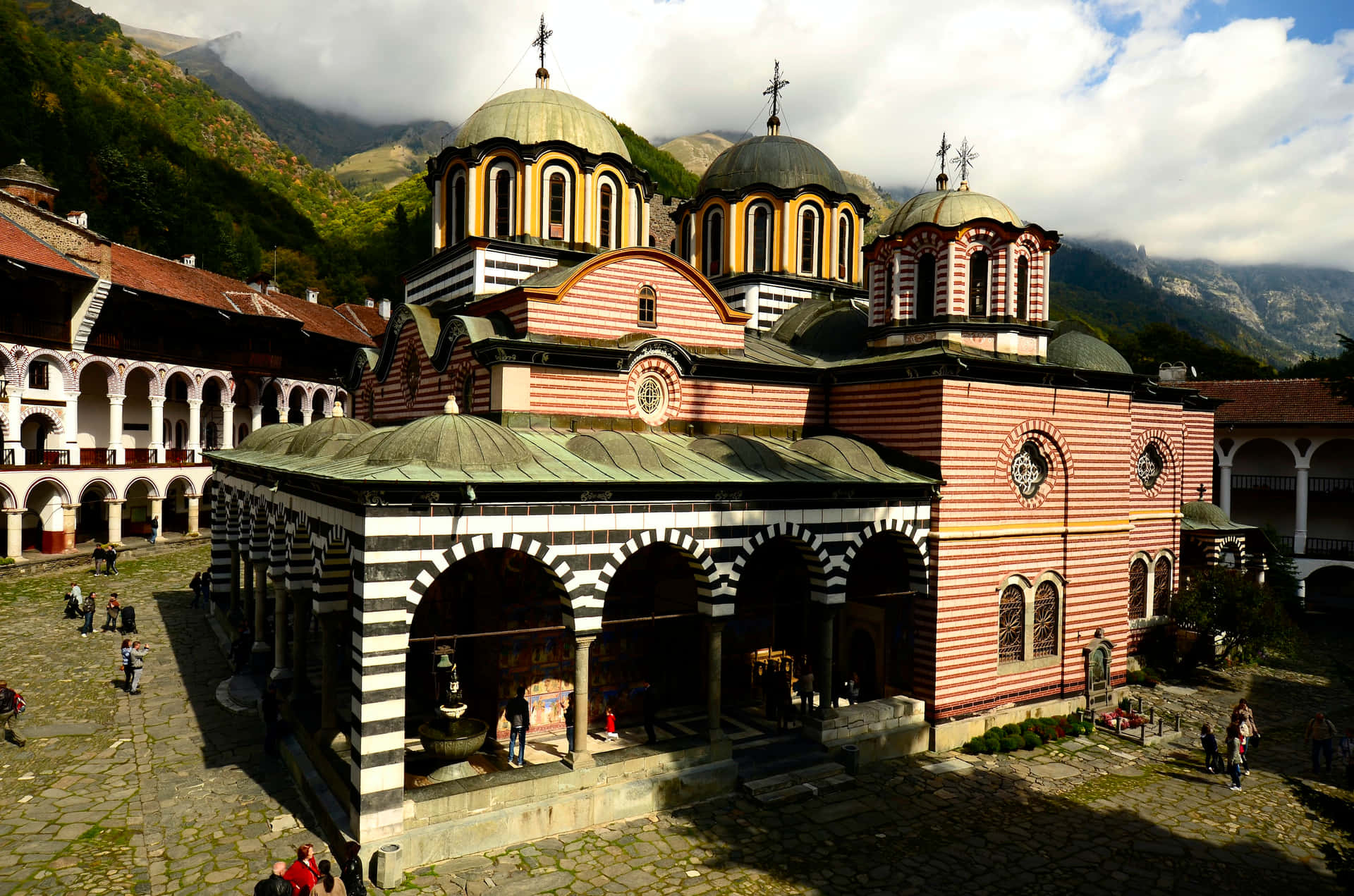 Rila Monastery From Outside Background