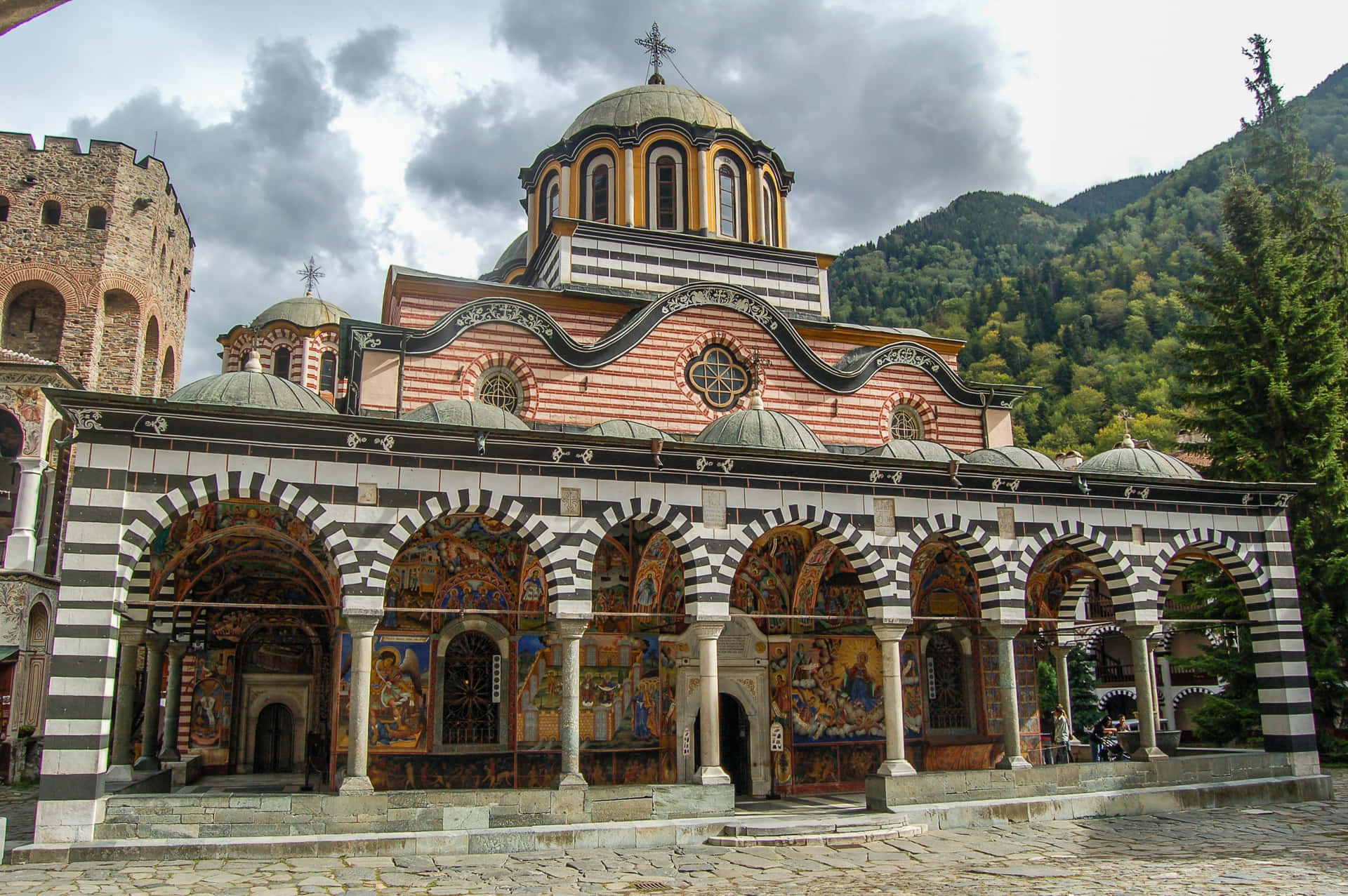 Rila Monastery Veranda Background