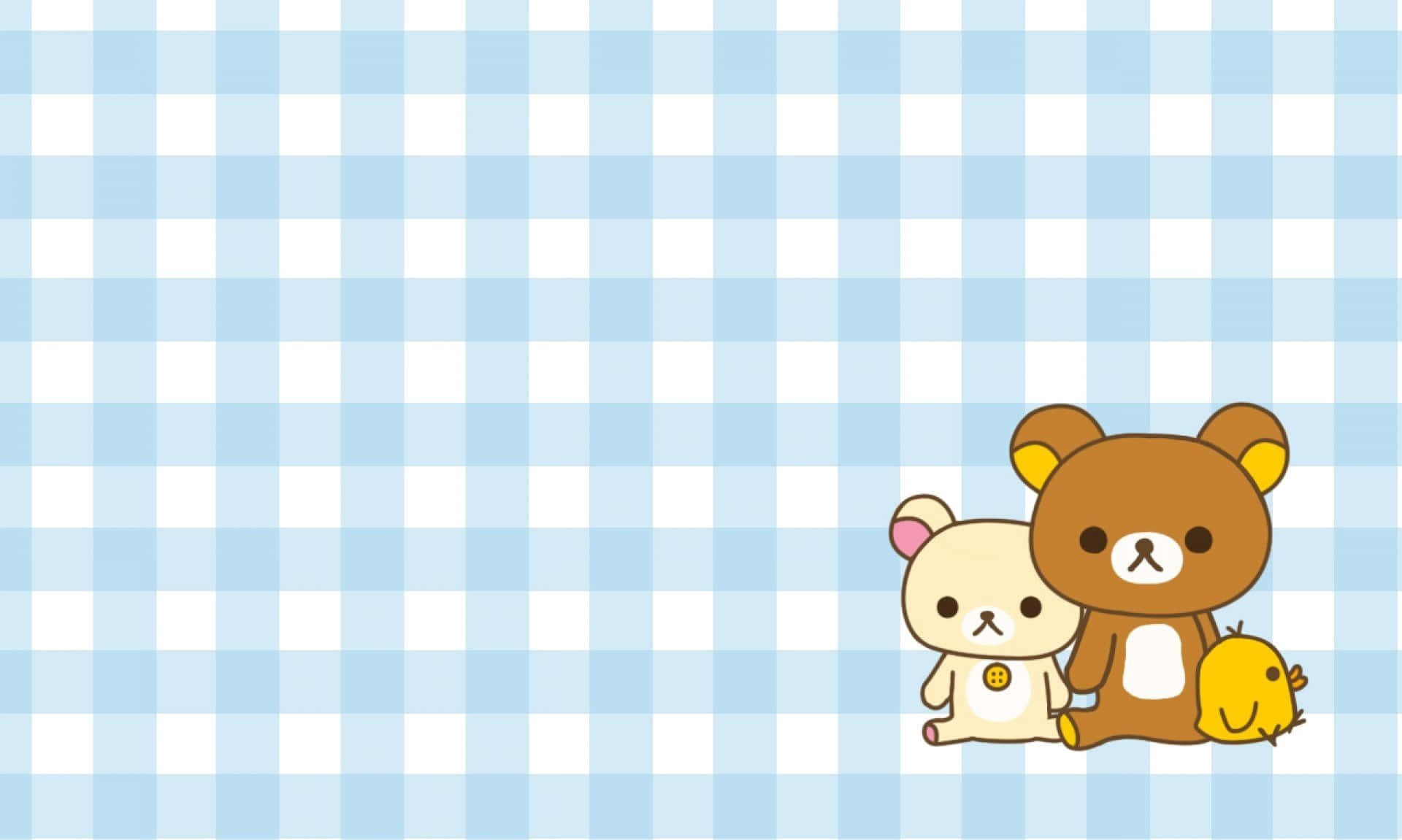 Rilakkuma Laptop Blue Checkered Background