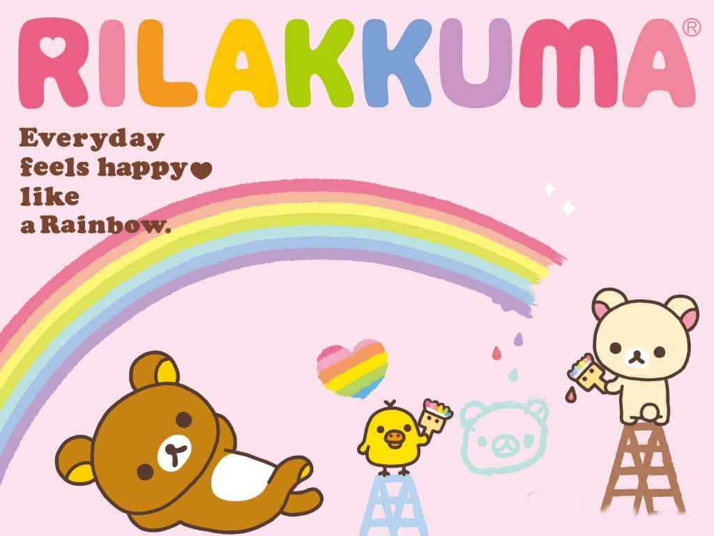 Rilakkuma Laptop Rainbow Background