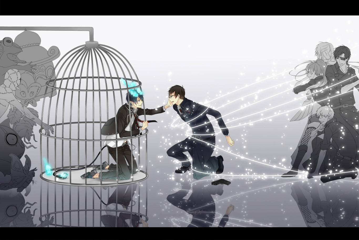 Rin In Cage Blue Exorcist Background